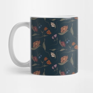 Blue Vintage Flowers Pattern Mug